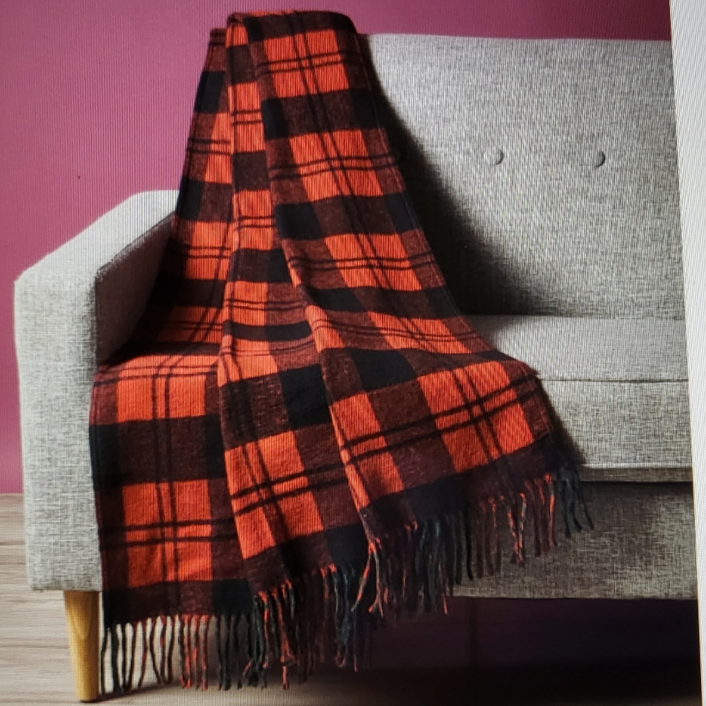 NWT Checked Reversible Throw